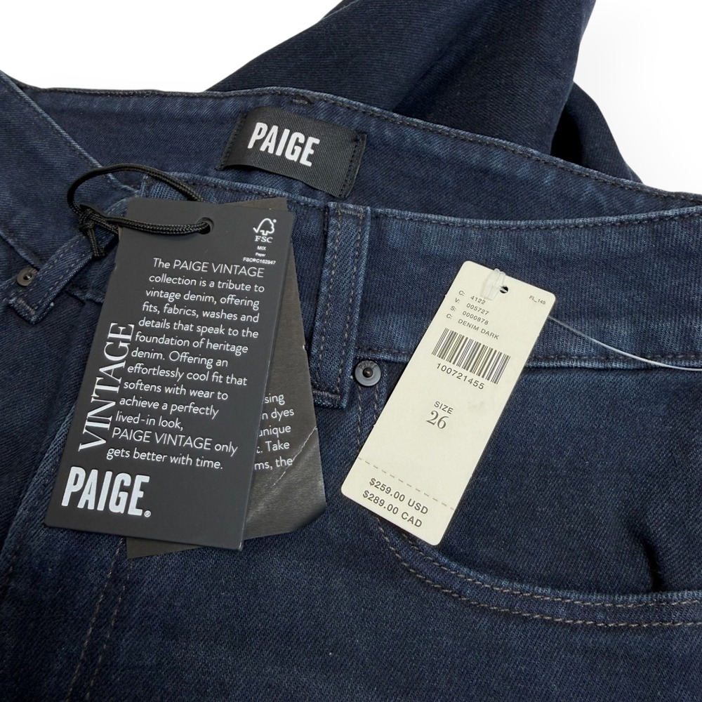 PAIGE Wide Leg Sasha Jeans NWT 32" Sz 26 Dark Wash Relaxed Anthropologie $259 - Picture 6 of 14